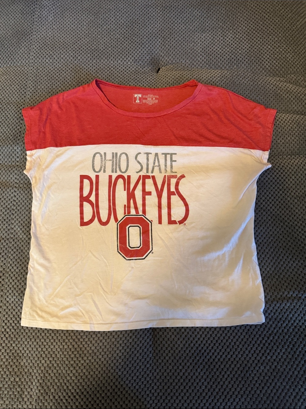Ohio State Buckeyes Red & White Cropped Tee